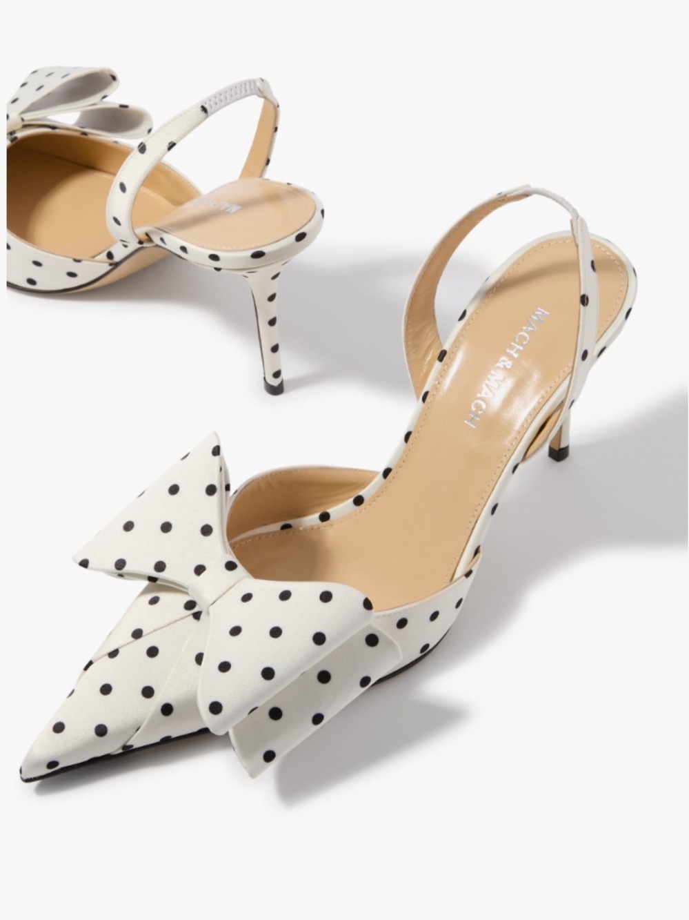 MACH & MACH
Le Cadeau 85 Polka Dot Slingback Pumps white /black  38.5 US 8.5 new